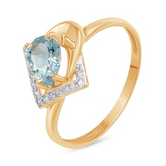 Кольцо из красного золота р. 17 585Gold 201015360, топаз\фианит