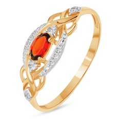 Кольцо из красного золота р. 16,5 585Gold 201015354, гранат\фианит