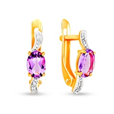 Серьги из красного золота 585Gold 202010482, аметист\фианит