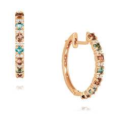 Серьги конго из красного золота ADAMAS 24041572/01-А50Д-670, празиолит/раухтопаз/фианит АДАМАС