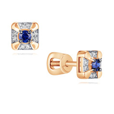Серьги из красного золота ADAMAS 21041448/01-А50ДЧ-432, бриллиант/сапфир АДАМАС
