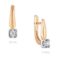 Серьги из желтого золота ADAMAS 2424082/01-А55Д-41, бриллиант АДАМАС