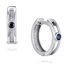 Серьги конго из белого золота ADAMAS 24041642/01-А51Д-432, бриллиант/сапфир АДАМАС