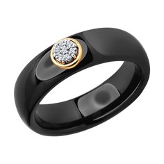 Кольцо из красного золота р. 17 SOKOLOV 6015106, бриллиант\керамика