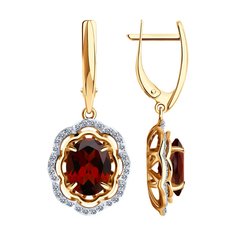 Серьги из красного золота Diamant 51-321-02510-2, фианит\гранат