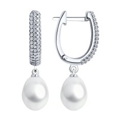Серьги из серебра Diamant 94-320-01952-1, фианит\жемчуг культивированный