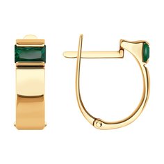 Серьги из красного золота SOKOLOV 728763, изумруд искусственный
