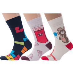 Комплект носков мужских MoscowSocksClub msk3-М06 серых; синих; бежевых; красных 29