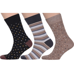Комплект носков мужских MoscowSocksClub msk3-М33 черных; коричневых; серых 27