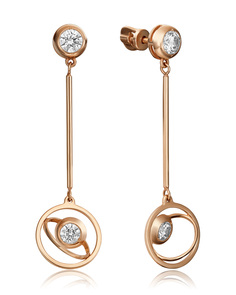 Серьги из золота PLATINA jewelry 02-4473-00, фианит