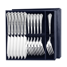 Набор для рыбы Фаворит 12 предметов в футляре Серебро 925пр АргентА