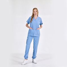 Костюм медицинский женский Cizgimedikal Uniforma JL100 голубой XL