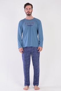 Пижама мужская VIENETTA MAN 305036 голубая XL