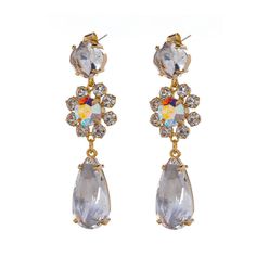 Серьги подвески из бижутерного сплава Moon Paris MRQ-23.12-0952, кристалл