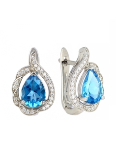 Серьги из серебра L-Silver СИ-DPE26RdСИ-DPE26Rd, топаз/фианит