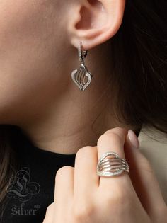 Серьги из серебра L-Silver 24-СИ-IMG00211E, фианит
