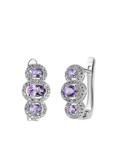 Серьги из серебра L-Silver СИ-JR0703E, аметист/фианит