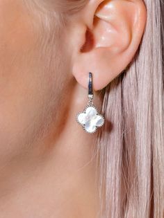 Серьги из серебра L-Silver 1/22-СИ-E4884-2, перламутр