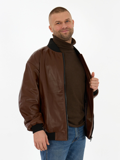 Кожаная куртка мужская Дубленкин BOMBM коричневая 52 RU
