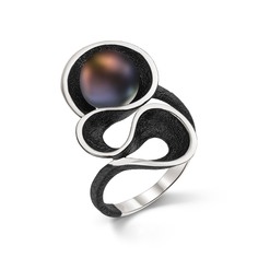 Кольцо из серебра DeFleur 51849S2B, жемчуг культивированный/эмаль