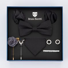 Комплект (галстук, бабочка, платки, запонки) мужской Bruno Baretti черный
