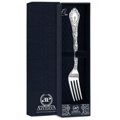 Вилка серебряная десертная Виноградная лоза в футляре АргентА