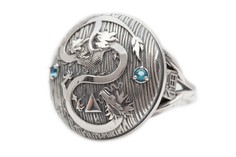 Кольцо из серебра р.18 Diviy Власть стихии воды, топаз искусственный