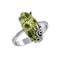 Кольцо из серебра р.17,5 ПРИВОЛЖСКИЙ ЮВЕЛИР 261299-ZV, змеевик