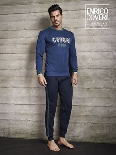 Пижама мужская Enrico Coveri EP2125 Cobalto синяя XXL