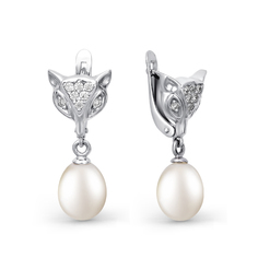 Серьги из серебра DeFleur 28087S1, жемчуг культивированный