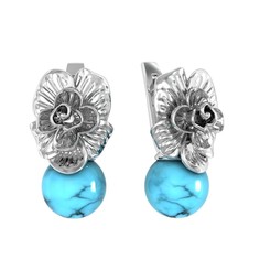 Серьги из серебра ПРИВОЛЖСКИЙ ЮВЕЛИР 301529-BZ, бирюза