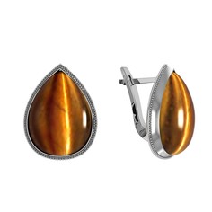 Серьги из серебра ПРИВОЛЖСКИЙ ЮВЕЛИР 361630-TG, тигровый глаз
