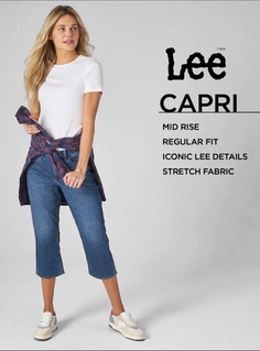 Джинсы женские Lee Regular Fit Capri Mid Rise синие 6 US