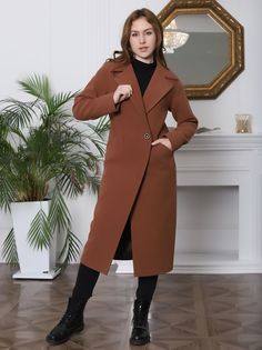 Пальто женское Louren Wilton 624 коричневое 56 RU