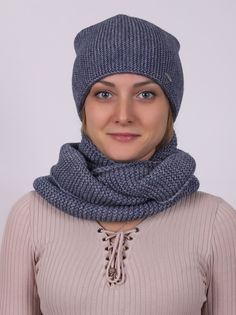 Комплект шапка+снуд женский Louren Wilton ШС-1 темно-синий/серый, one size