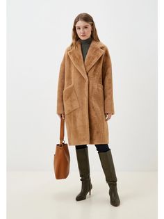 Шуба женская Louren Wilton 024-2023 золотистая 46 RU