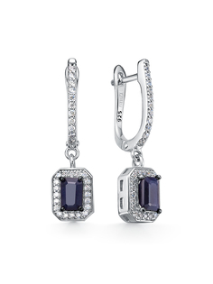 Серьги подвески из серебра INCRUA ETL-047-E-BS, сапфир