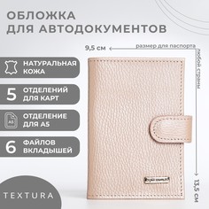 Обложка для автодокументов унисекс TEXTURA 9913627 флоттер пудра-лазурь