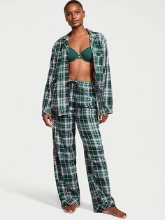 Пижама женская Victorias Secret 11192933 зеленая XS Regular