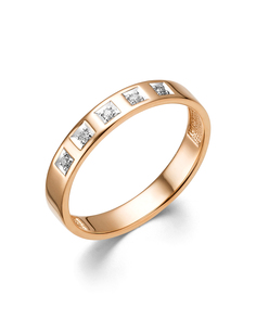 Кольцо обручальное из золота р.16,5 Dewi 6010013, бриллиант