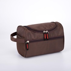 Косметичка унисекс Браун 23 коричневая, 17х13х22.5 см No Brand
