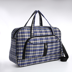 Дорожная сумка унисекс Convenience-33 синяя/белая, 53,5х19х33 см No Brand