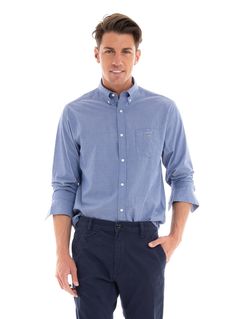 Рубашка мужская GANT 3046400 синяя 5XL