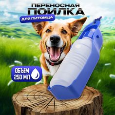 Поилка для животных Ultramarine Любимый Бро, синяя, пластик, 20 см, 250 мл