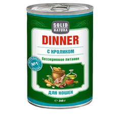 Влажный корм для кошек Solid Natura Dinner, кролик, 12 шт по 340 г
