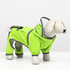 Комбинезон для собак Пижон демисезонный, унисекс, зеленый, текстиль, длина спины 28 см