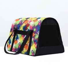 Сумка-переноска для животных PerseiLine Принт, разноцветная, текстиль, S, 39 х 23 х 27 см