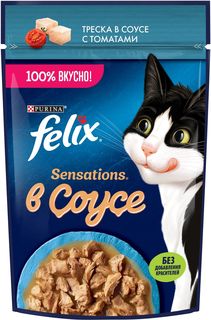 Влажный корм для кошек Purina Felix Sensations, треска с томатами в соусе, 75 г Pro Plan Veterinary Diets