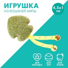 Игрушка для кошек Пушистое счастье Рыбка, зеленый, из кошачьей мяты, текстиль, 4,5x1 см