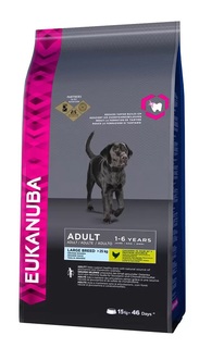 Сухой корм для собак Eukanuba Adult Large Breed, для крупных пород, домашняя птица, 15кг